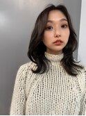 medium layer/顔まわり/くびれ/センターパート