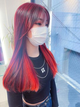 ボックスミコ(Box mico.) 【BOXmico.】レッド系インナーセクション極艶カッコいロング