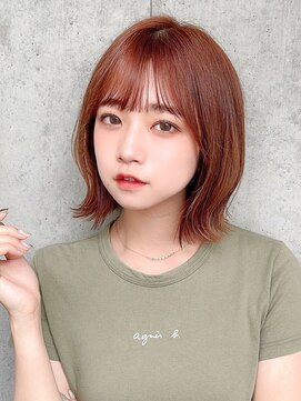 サロウィンフレンテ 新宿三丁目(SALOWIN Frente) 石塚／外ハネ韓国くびれミディアムボブオレンジ10代20代30代新宿