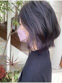 レイヤーボブ×イヤリングカラー×パープル