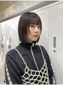 ◎切りっぱなしボブ縮毛矯正ショートボブストレートパーマ