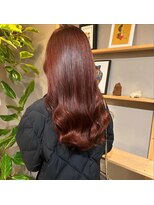 ブリーチなし艶感レッドオレンジ　銀座20代・30代