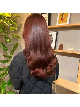 ロニカ 銀座(LOuNICA) ブリーチなし艶感レッドオレンジ　銀座20代・30代