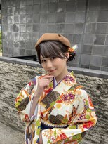 卒業式ヘア 成人式ヘア ベレー帽 ヘアアレンジ ヘアセット