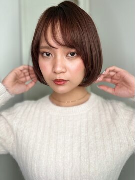 カバーヘア ブリス 戸田公園西口店(COVER HAIR bliss) 斜めバング暖色系カラー大人ひし形丸みボブp1戸田公園30代40代