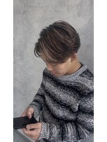 ヘアデザイン ゴドバン(Hair Design Gdobant)&nbsp;CITYBEACH毛流れセンターパートブラウンベースブロンドメッシュ
