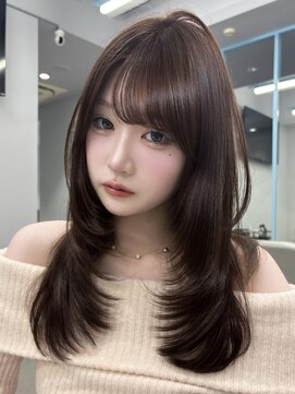 プリアバイポプルス 渋谷(pria by popls) ミディアムレイヤーハッシュカット顔周りカット韓国ヘア