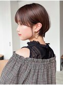 オリーブベージュ前髪グレージュボブショート韓国ヘア_ba520862