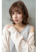 大人かわいい前髪セシルカットココアブラウンフリンジウェーブ