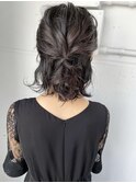 ボブの大人ハーフアップ　渋谷宮益坂ヘアセットschritt mutsuki