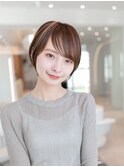 大人かわいい前髪セシルカットココアブラウンフリンジウェーブ