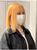 13556韓国アプリコットオレンジオレンジベージュストレートボブ