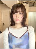 レイヤーボブ顔周りカットフェイスレイヤーくびれミルクブラウン