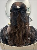 【MOMONE】ハーフアップヘアアレンジカチモリお呼ばれヘア