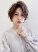 大人可愛い前髪ありのひし形耳掛けボブ/20代/30代/40代/ショート