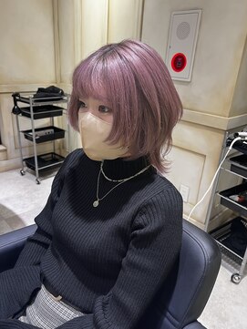 アソビセカンド 原宿(ASOBI 2nd) ウルフカット　ピンクベージュ　外ハネ