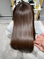 ロンドメリア 天神大名店(Lond Melia)&nbsp;★グレージュカラー斜めバングデザインカラーシルキー ベージュ