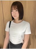 "久保田"切りっぱなしボブあご下ヘアシースルーバング
