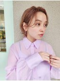 ピンク系ハイトーンカラー/フェイスレイヤー大人ボブ/くびれボブ