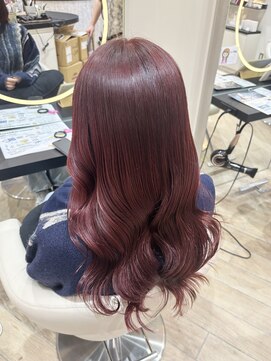 ワインレッドカラー/平塚美容室/ロングヘア/ブリーチカラー