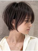 ショートボブ髪型30代40代50代前髪あり前髪無し面長丸顔【西村ss