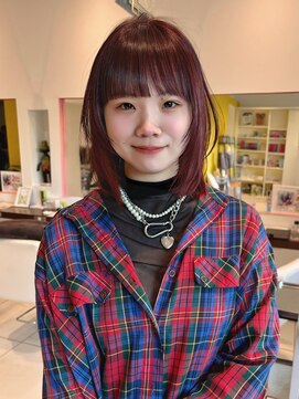 バサ 江古田店(BASSA) フェイスレイヤーボブ/レイヤー/Red　【会話控えめ美容師Runa】