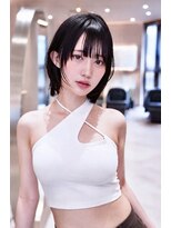 オースティン 調布アミックス(AUSTIN) デザインカラーレイヤーカットウェットヘアオリーブベージュ