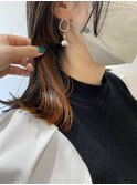 地毛 × オレンジ/インナーカラー