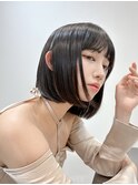 ボブ/切りっぱなし/タッセルボブ/韓国ボブ/ぱっつん前髪/黒髪