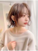 小顔バング　マロンベージュ　ボブルフ