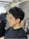 men'sフェザーパーマブルーブラックメンズブリーチなし立川