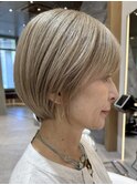 表参道髪質改善カラーウルフショートヘアッシュグレージュ40代◎