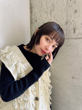 バランス 天王寺店(Balance) 黒髪前髪姫カットボブボブウルフ美髪グレーベージュ