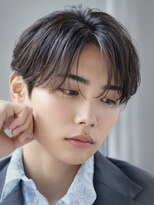 韓国マッシュフェザーパーマニュアンスパーマセンターパート黒髪