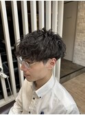 波巻き　パーマ　マッシュ　ツーブロック