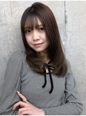美髪ワンカールレイヤーミディアムシースルーバングヘア
