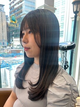 ロンド 銀座(Lond) ◎ ミディアムレイヤー/ダークアッシュブラウン/韓国巻き/前髪55
