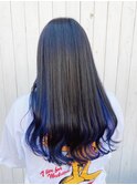 ダブルカラー/グラデーション/寒色系カラー/黒髪/青/ブルー