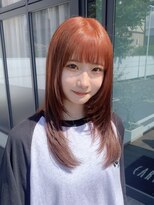ヘアメイク アース 本庄早稲田店(HAIR & MAKE EARTH) オレンジ_レイヤーカット_ダブルカラー