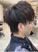 メンズウルフカット ツーブロック 束感 レイヤー 韓国風