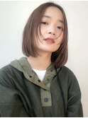 前髪なし艶レイヤーボブオリーブベージュピンクベージュ