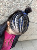 キッズコーンロウ　ハーフアップ