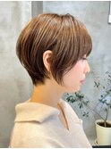 武蔵小杉大人丸みショートボブ秋冬透明感カラーベージュブラウン