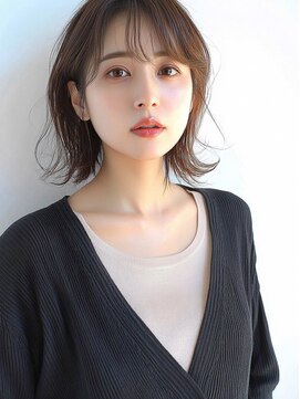 ムウ 難波(MOU) クールショートボブ前髪イメチェンピンクベージュ30代40代50代