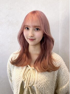 アース コアフュールボーテ 新潟紫竹山店(EARTH coiffure beaute) サーモンピンク_ダブルカラー_ケアブリーチ_レイヤー_ワンホン