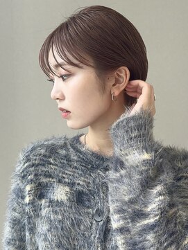 ノラギンザユー(NORA GINZA/U) 丸みショートマッシュコンパクト黒髪ベージュショート前髪あり