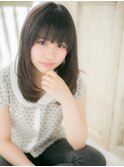mod's姪浜/くすみベージュアッシュ前下がりレイヤーロングi
