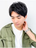 大人男性ナチュラルパーマビジカジ清潔感アッシュブラック