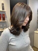 ベルベットヘア 千早店(Velvet hair)&nbsp;髪質改善カラー×オリーブグレー×くびれミディ【みつ】