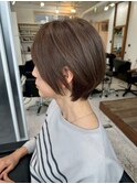 白髪ぼかし脱白髪染め似合わせショートボブ40代50代60代